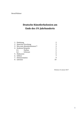 Deutsche Künstlerkolonien Am Ende Des 19. Jahrhunderts