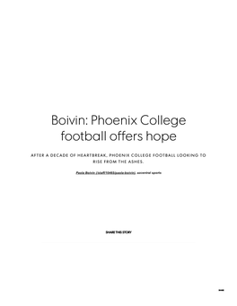 Phoenix College Football Offers Hope