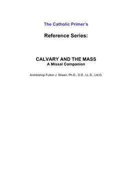 CALVARY and the MASS a Missal Companion