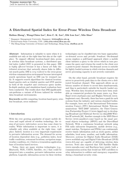 A Distributed Spatial Index for Error-Prone Wireless Data Broadcast