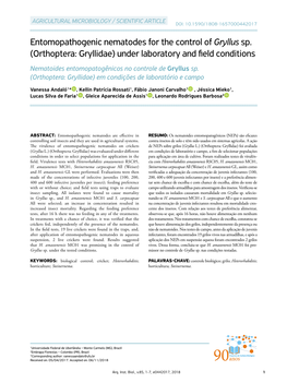 Entomopathogenic Nematodes for the Control of Gryllus Sp. (Orthoptera