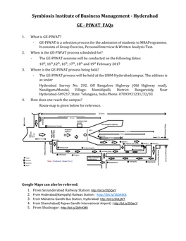 Symbiosis Institute of Business Management - Hyderabad GE - PIWAT Faqs