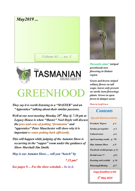 May 2019 – the Greenhood