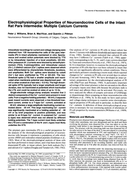 Electrophysiological Properties of Neuroendocrine Cells of the Intact Rat Pars Intermedia: Multiple Calcium Currents