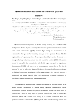 Quantum Secure Direct Communication with Quantum Memory