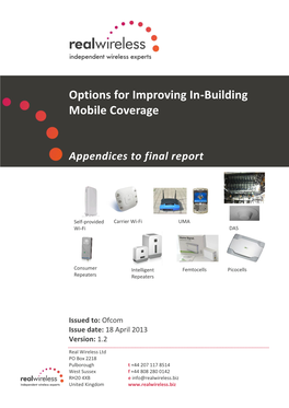 Options for Improving In-Building Mobile Coverage