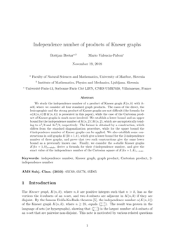 Independence Number of Products of Kneser Graphs