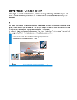 Fuselage Design Okay, Right, We Want to Build an Airplane, We Need to Design a Fuselage