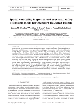 Spatial Variability in Growth and Prey Availability of Lobsters in the Northwestern Hawaiian Islands