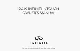 2019 Infiniti Intouch Owner's Manual