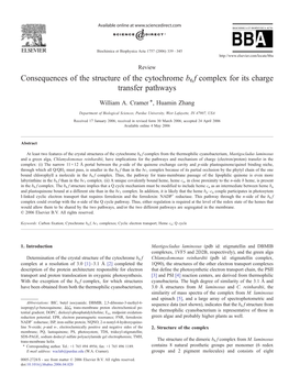 Consequences of the Structure of the Cytochrome B6 F Complex for Its Charge Transfer Pathways ⁎ William A