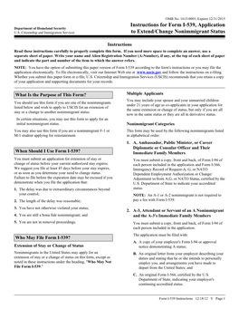 Application to Extend/Change Nonimmigrant Status