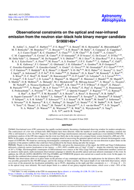 Observational Constraints on the Optical and Near-Infrared Emission from the Neutron Star–Black Hole Binary Merger Candidate S190814bv? K
