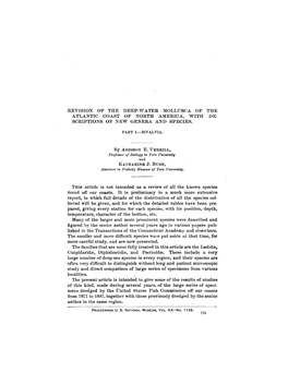 REVISION. of the DEEP-WATER MOLLUSCA of the ATLAN'fic COAST of NORTH AMERICA, with DE­ SCRIPTIONS of NEW GENERA and SPECIES