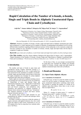 Rapid Calculation of the Number of Π-Bonds, Σ-Bonds, Single and Triple Bonds in Aliphatic Unsaturated Open Chain and Cycloalkynes