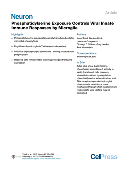 Phosphatidylserine Exposure Controls Viral Innate Immune Responses by Microglia