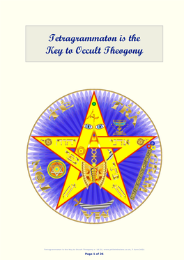 Tetragrammaton Is the Key to Occult Theogony