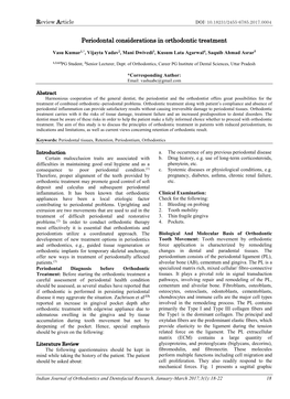 Periodontal Considerations in Orthodontic Treatment