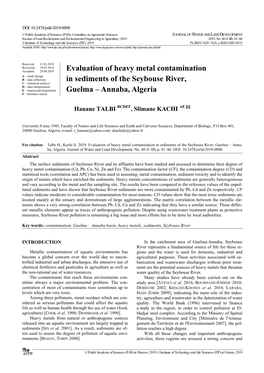 Evaluation of Heavy Metal Contamination in Sediments of the Seybouse River, Guelma – Annaba, Algeria 83