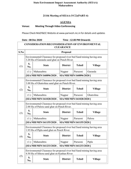 Maharashtra 211Th Meeting of SEIAA (VC2