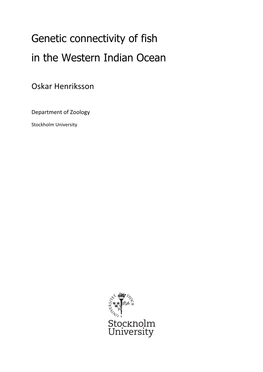 Genetic Connectivity of Fish in the Western Indian Ocean
