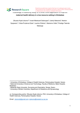 A Feasibility Study for a Smart Travel Application to Improve Maternal Health Delivery in a Low Resource Setting in Zimbabwe