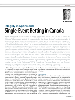 Single-Event Betting in Canada Sports Betting in Canada Is About to Change Significantly