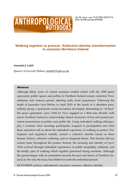 Walking Together As Protest: Collective Identity Transformation in Sectarian Northern Ireland