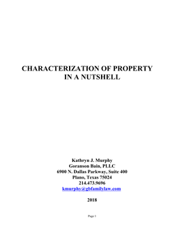 Characterization of Property in a Nutshell