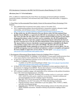 1 EPA Introductory Comments to the ISSC Fall 2018 Executive Board