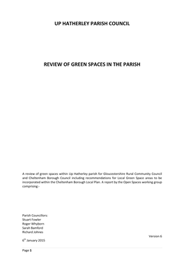 Up Hatherley Parish Council Review of Green Spaces in the Parish