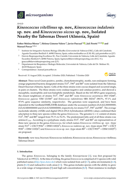 Kineococcus Vitellinus Sp. Nov., Kineococcus Indalonis Sp