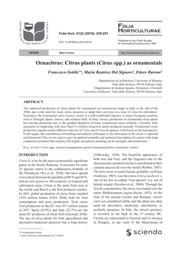 Ornacitrus: Citrus Plants (Citrus Spp.) As Ornamentals