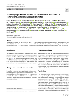 2018-2019 Update from the ICTV Bacterial and Archaeal Viruses