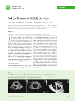 Yolk Sac Diameter in Multiple Gestations