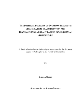 Segmentation, Fragmentation and Transnational Migrant Labour In