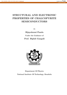 Structural and Electronic Properties of Chalcopyrite Semiconductors