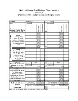 National History Bowl – Preliminary Round 5