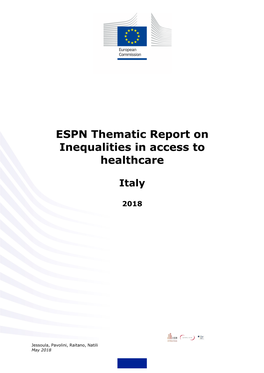 ESPN Thematic Report on Inequalities in Access to Healthcare – Italy