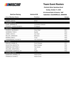 Crew Rosters