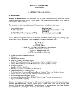 ROUNDALAB STANDARD Abbreviations I. INTRODUCTION