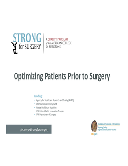 Optimizing Patients Prior to Surgery