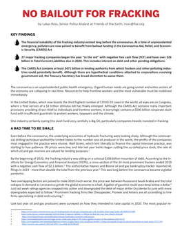 NO BAILOUT for FRACKING by Lukas Ross, Senior Policy Analyst at Friends of the Earth, Lross@Foe.Org