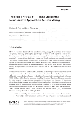 Taking Stock of the Neuroscientific Approach on Decision Making