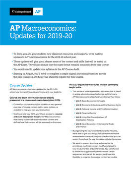 AP Macroeconomics: Updates for 2019-20