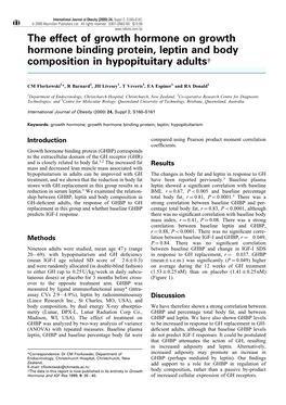 The Effect of Growth Hormone on Growth Hormone Binding