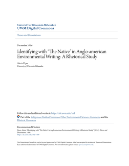 “The Native” in Anglo-American Environmental Writing: a Rhetorical Study