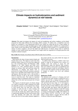 Climate Impacts on Hydrodynamics and Sediment Dynamics at Reef Islands