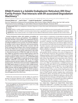 Erdj4 Protein Is a Soluble Endoplasmic Reticulum (ER) Dnaj