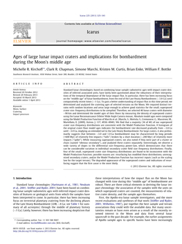 Ages of Large Lunar Impact Craters and Implications for Bombardment During the Moon’S Middle Age ⇑ Michelle R